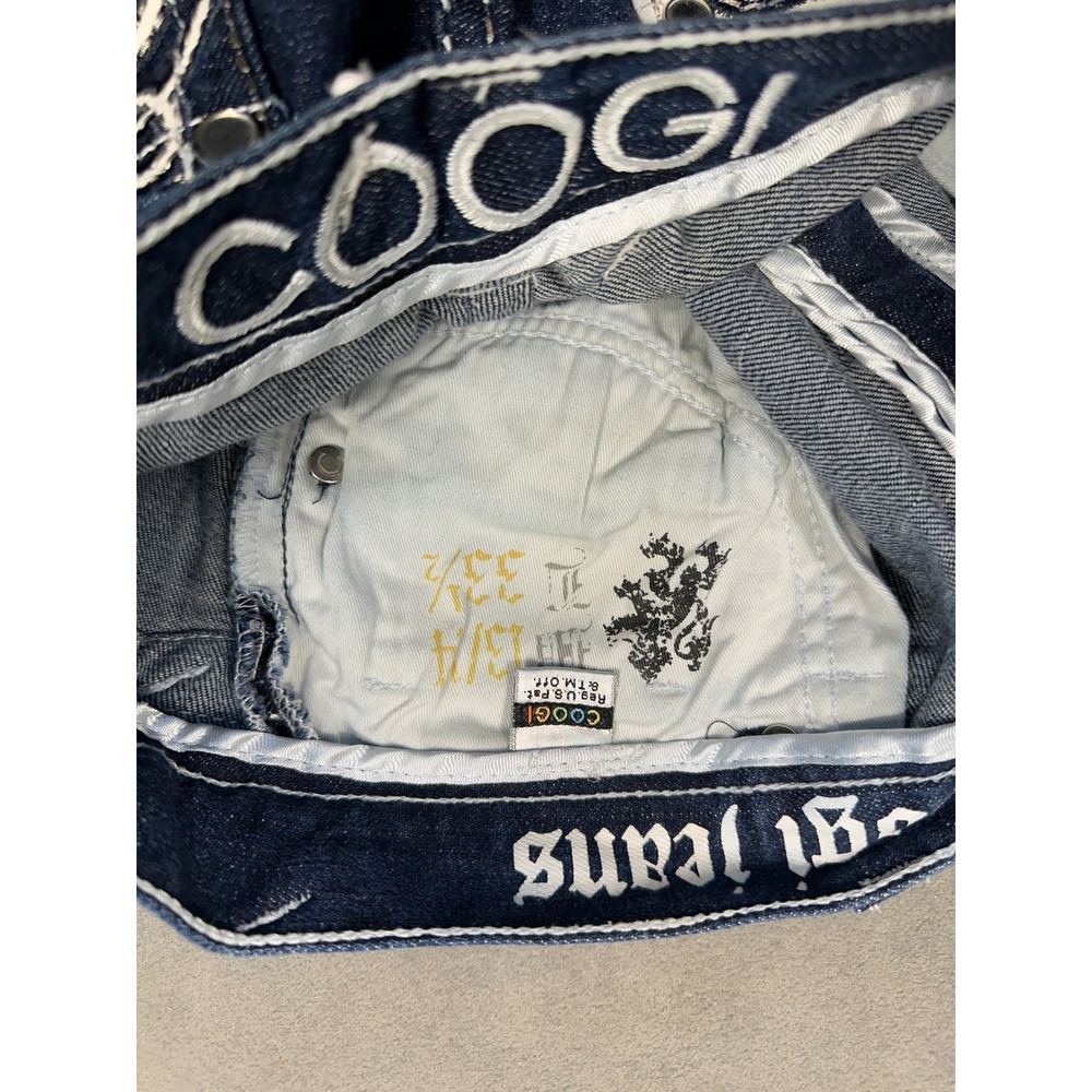 COOGI‎ Womens Denim Shorts C Logo Embroidered Distressed Blue Jeans Size 13 14 - Picture 7 of 7
